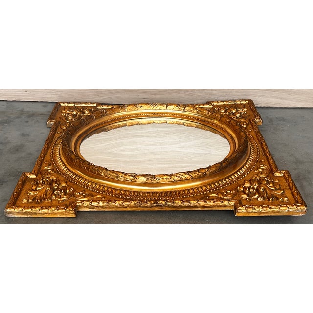 Late 19th Century 19th Century Rectangular French Giltwood Carved Mirror For Sale - Image 5 of 8