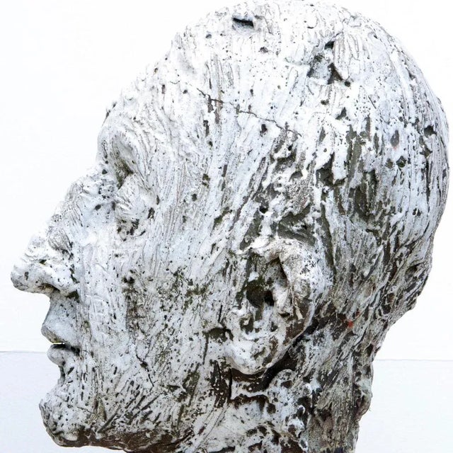 Óscar Aldonza Torres, Black Refractory Sculpture with White Smoked Glaze, Testa 16, 2019, Clay, Iron & Smoked Glass For Sale - Image 11 of 17