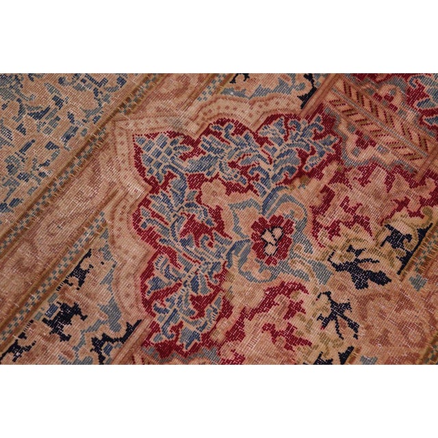 Shabby Chic 1990's Vintage Blue/Pink Wool Rug - 9'10'' X 13'9'' For Sale In New York - Image 6 of 10