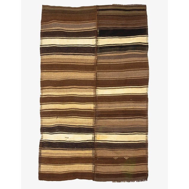Textile 1960s Vintage Brown Natural Kilim Rug- 5′4″ × 8′8″ For Sale - Image 7 of 7