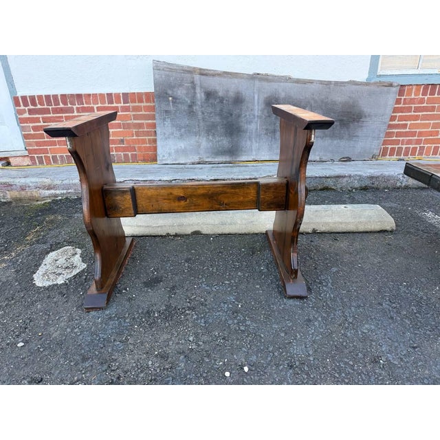 Vintage Farmhouse Rustic Style Liberty Ship Hatch Cover Trestle Base Dining Table. Solid wood frame , slatted top wrapped...