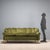 Vintage three-seater sofa with sprung padding and original period fabric upholstery in shades of green, with crafted and...