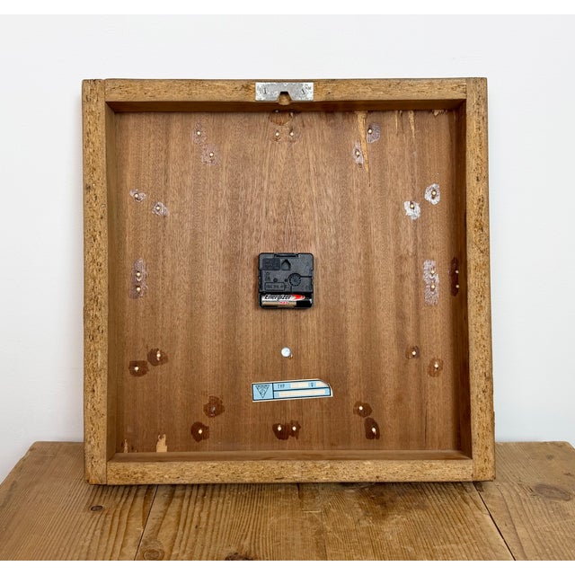 Vintage Brown Wooden Wall Clock from Pragotron, 1980s For Sale - Image 15 of 16