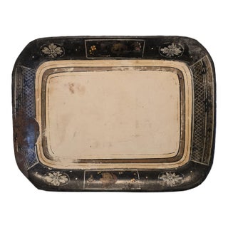 Antique Japanned Toleware Tray For Sale