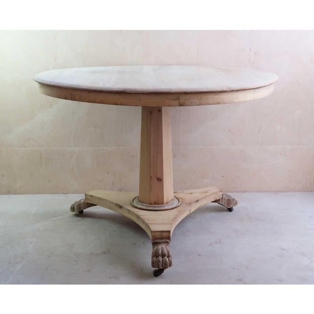 Wood Antique English Palladian Round Bleached Table with Lions Paw Feet, 1835 For Sale - Image 7 of 9