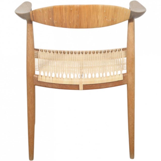 Brown The JH501 Chair in Oak and Wicker by Hans Wegner, 1960s For Sale - Image 8 of 15