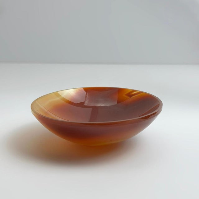 Mid-Century Modern Hand-Carved Carnelian Crystal Bowl, Brazil, 1970s For Sale - Image 9 of 10