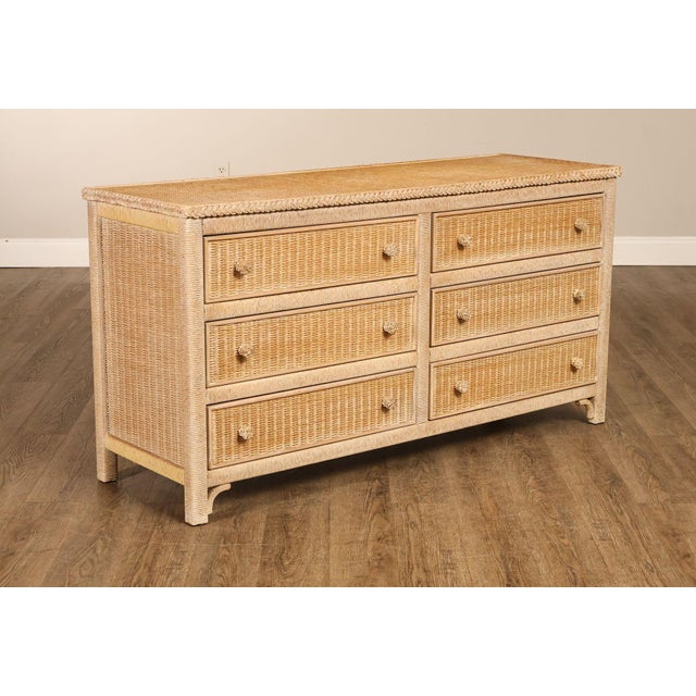 Boho Chic Lexington Henry Link Wicker Double Dresser For Sale - Image 3 of 18