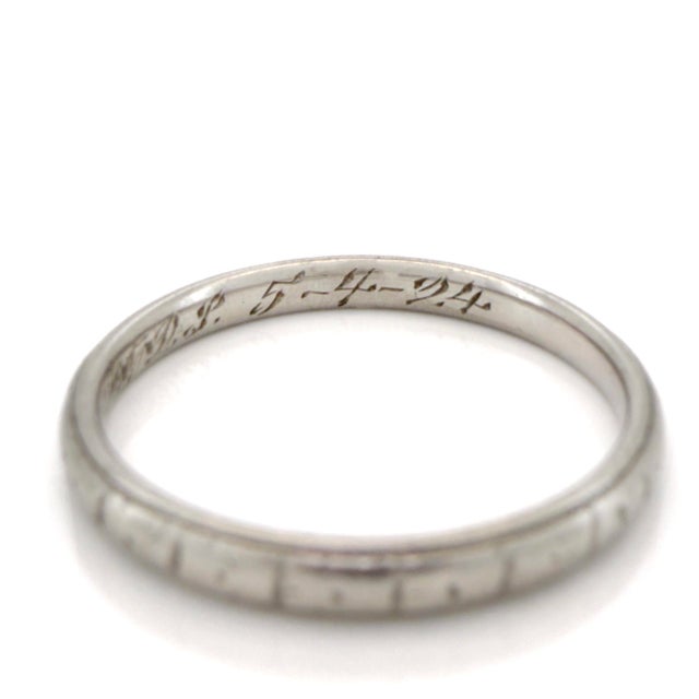 1920s Art Deco Antique Platinum Wedding Band, Stacking Ring, Size 7.75 For Sale - Image 5 of 14