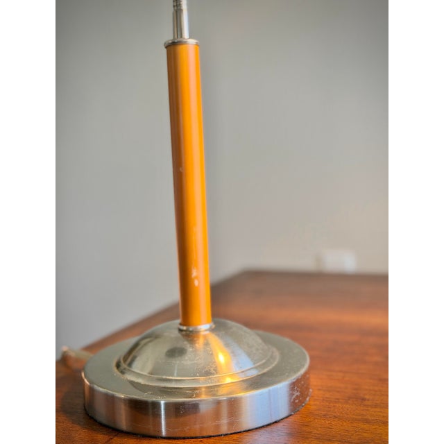 Vintage Mid Century Modern Chrome & Orange Gooseneck Desk Lamp For Sale - Image 10 of 11