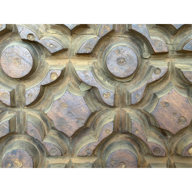 Indian Stunning Antique Indian Carved Wood Panel Mold — 39x29" With Metal Stand For Sale - Image 3 of 6