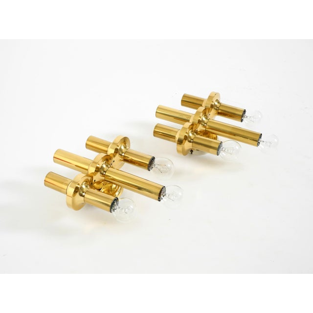 Three-Arm Brass Wall Lamps, 1960s, Set of 2 For Sale - Image 13 of 18