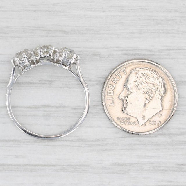 1.91ctw Diamond Round 3-Stone 14k White Gold Size 6.25 Engagement For Sale In Greensboro - Image 6 of 8