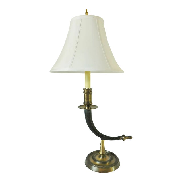 Vintage Mid Century C1950s Solid Brass & Bronze Horn Table or Desk Lamp For Sale