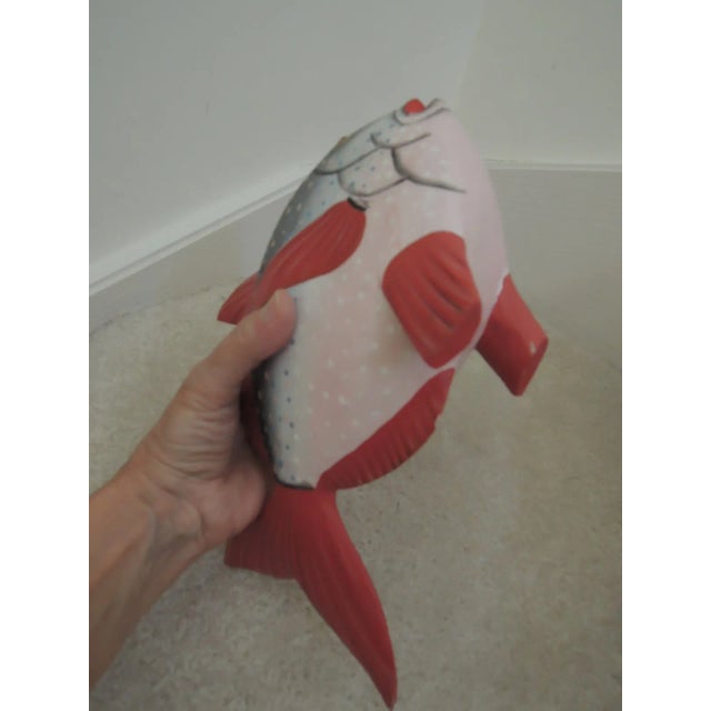 Wooden Fish Hand Painted Whimsical Island Art For Sale - Image 9 of 12