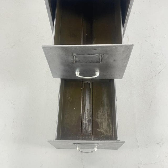 Polished Steel 2 Drawer Filing Cabinet For Sale - Image 4 of 8