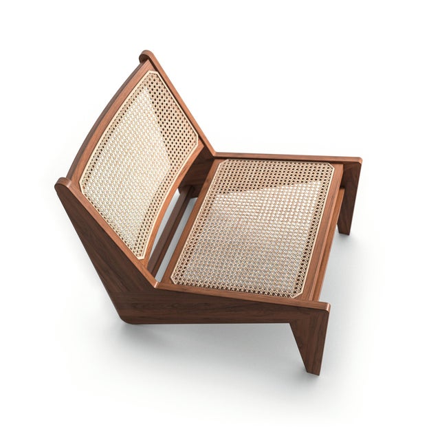 Contemporary Kangaroo Armchairs in Wood and Wicker by Pierre Jeanneret for Cassina, Set of 2 For Sale - Image 3 of 8