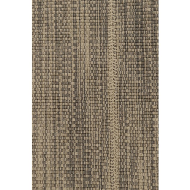 Rug & Kilim's Accent Kilim, Beige and Gray Textural Stripes For Sale In New York - Image 6 of 8