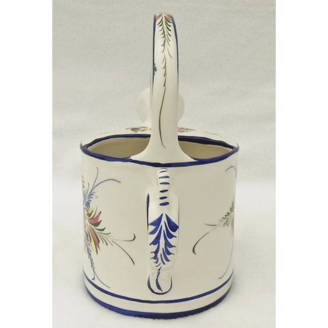 Blue Large Vintage Blue & White Hand Painted Floral Ceramic Garden Watering Can Planter For Sale - Image 8 of 13