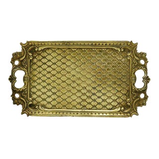 Antique Heavy English Brass Tray For Sale