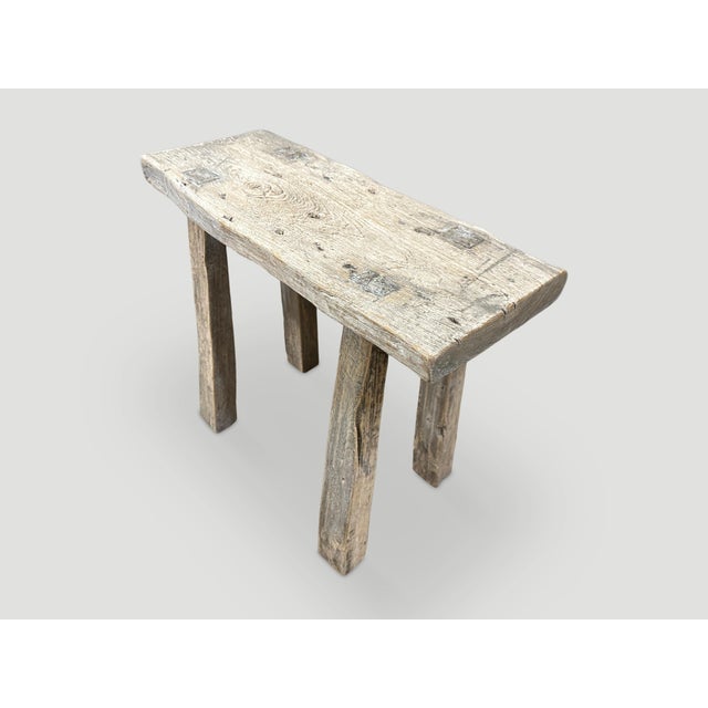 Tribal Andrianna Shamaris Wabi Sabi Teak Wood Small Bench or Stool For Sale - Image 3 of 5