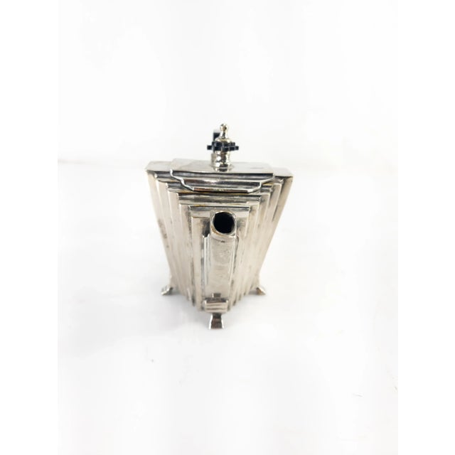 Art Deco 20th Century Art Deco Silverplate Teapot With Ebony Handle For Sale - Image 3 of 11