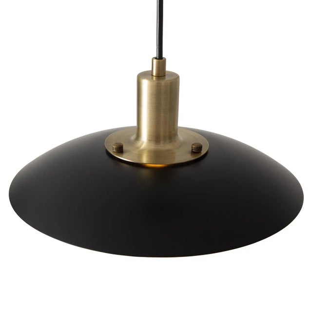 Nova of California Rancho Mirage Small Pendant Light - Matte Black & Gold-Leaf Shade, Weathered Brass For Sale - Image 4 of 12
