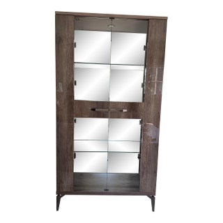 Scandinavian Design Made in Italy Alf Italia Matera 2-Door Curio Oak Veneer Modern Contemporary Curio Cabinet For Sale