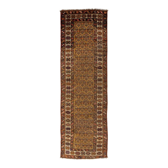Antique Malayer Wool Runner in Tan With Allover Pattern For Sale