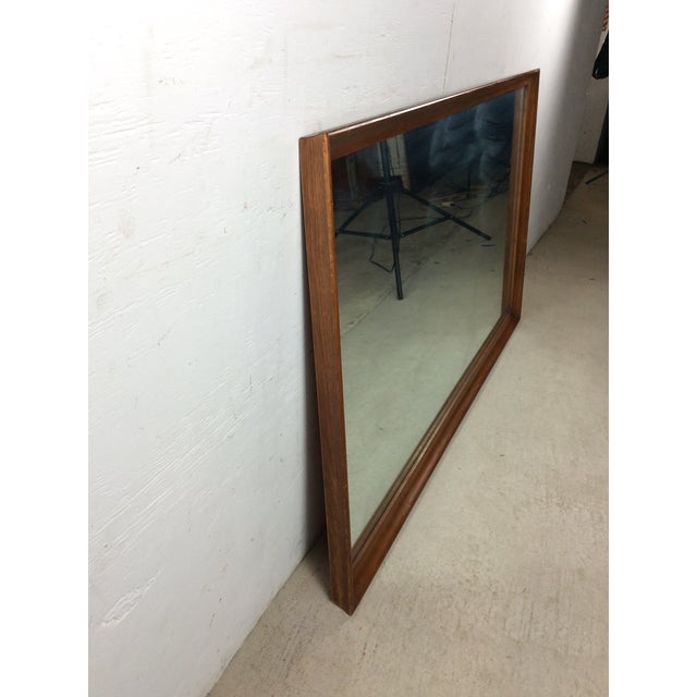 Mid Century Modern Long Rectangular Wall Mirror With Walnut Frame For Sale - Image 17 of 17
