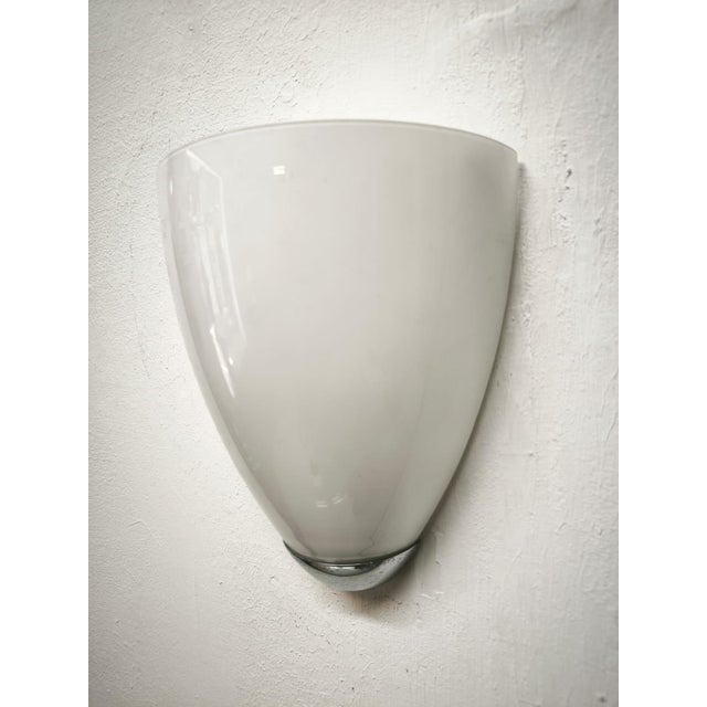 Mid-Century Modern Chrome Wall Light with Opal Glass, 1990s For Sale - Image 3 of 5