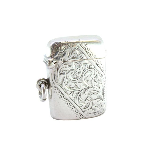 Silver Silver Matchbox with Engraved Floral Motifs For Sale - Image 8 of 8