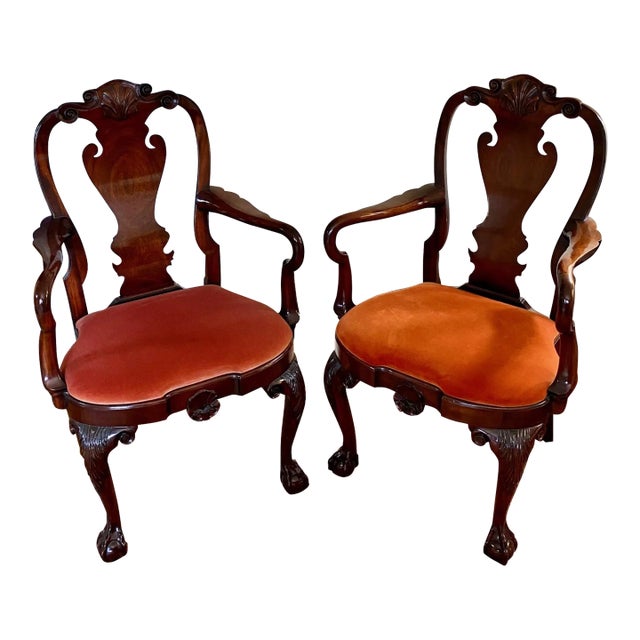 1980s Pair of Red Kindel Winterthur Collection Armchairs - a Pair For Sale