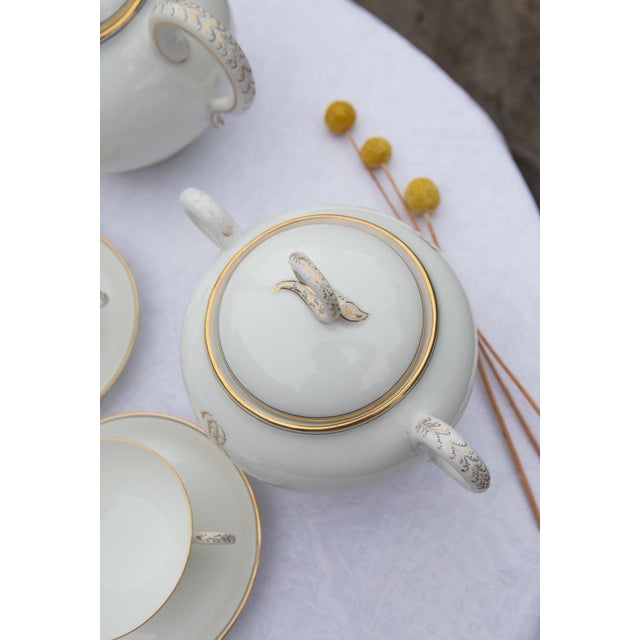 Tea Service for 6 from Mansard et Fils Porcelain, 1890s, Set of 14 For Sale - Image 10 of 13