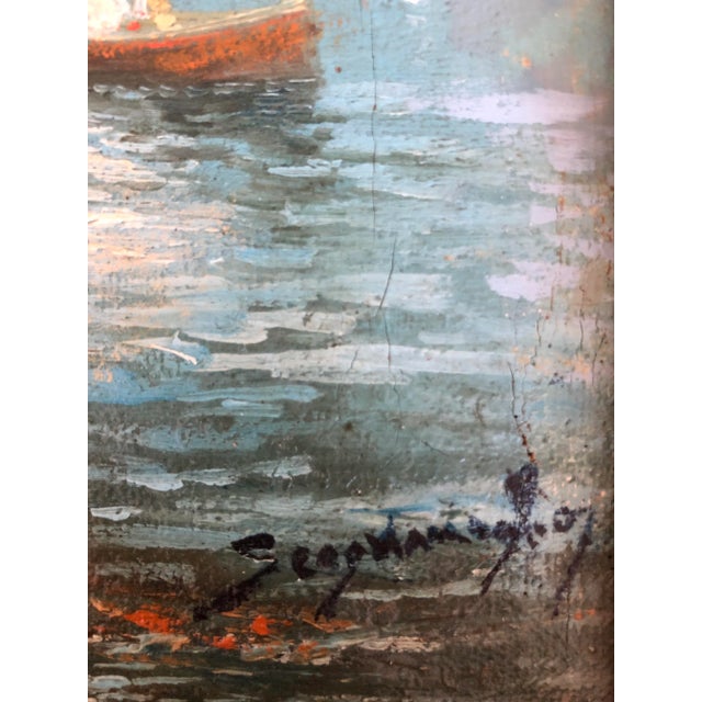 Roberto Scognamiglio, Baie de Naples et pêcheurs, Oil on Canvas, Framed For Sale - Image 3 of 9