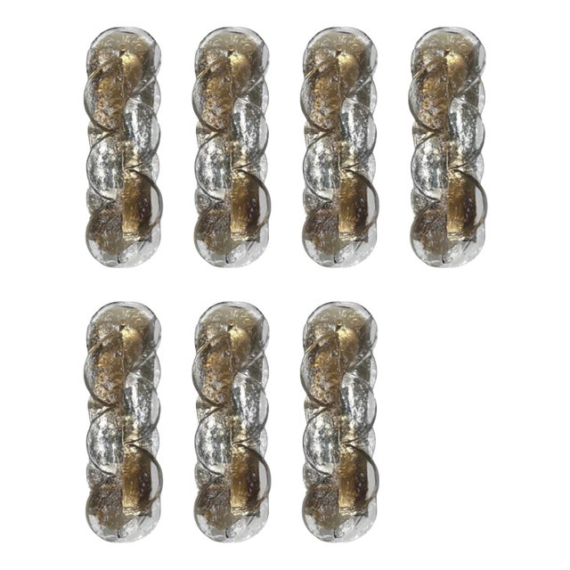 Mid-Century Modern Austrian Citrus Wall Sconces in Murano Glass from Kalmar, 1970s, Set of 7 For Sale