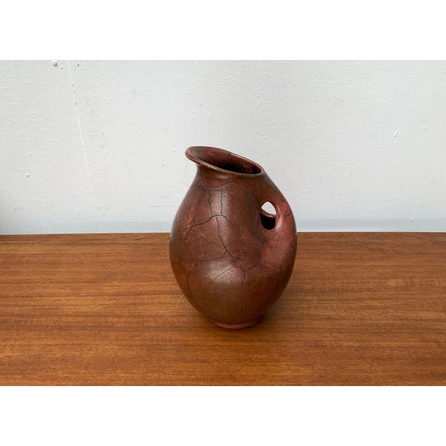 Ceramic Art Deco German Studio Pottery Jug Carafe with Handle Hole by Paul Dresler for Töpferei Grootenburg, 1940s For Sale - Image 7 of 18