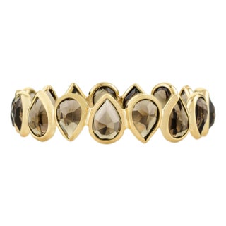18k Yellow Gold Smoky Topaz Eternity Band Ring Size 5 For Sale