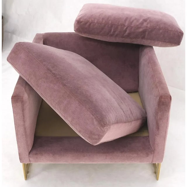 Mid-Century Modern Brass Frame Shape Base Cube Shape Lounge Chair For Sale - Image 3 of 13