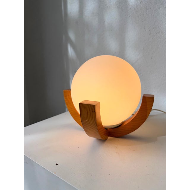 Vintage Ball Desk Lamp with Pine Stand, 1980s For Sale - Image 11 of 18