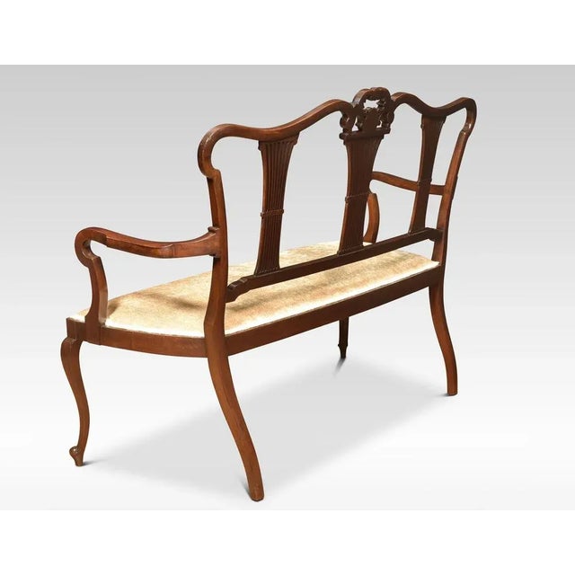 Carved Mahogany Framed Settee, 1890s For Sale - Image 4 of 9