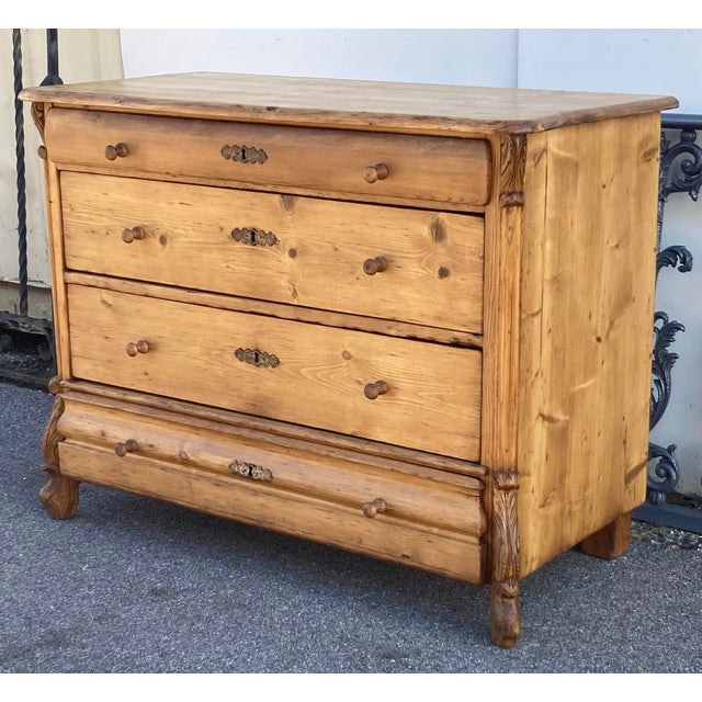 French Provincial Pine Louis-Philippe Style Chest of Four Drawers For Sale - Image 3 of 14