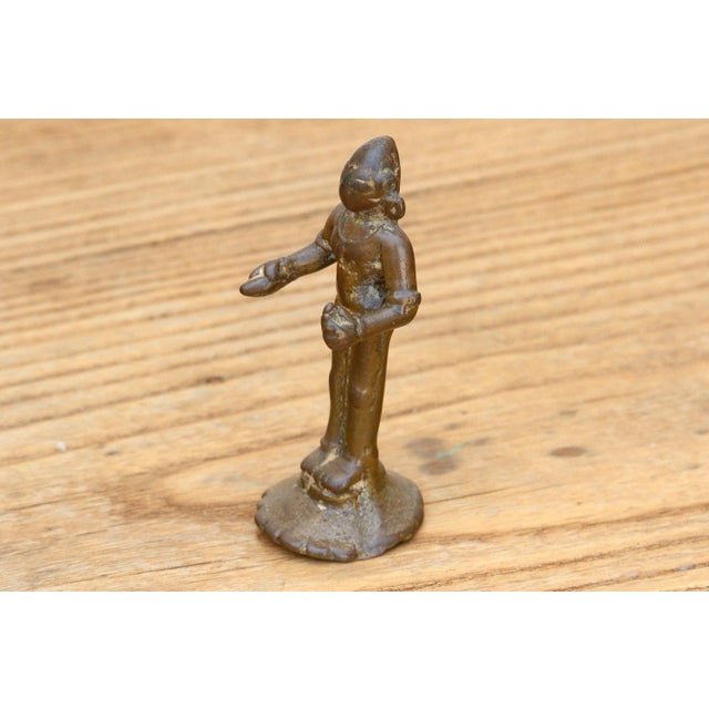 Metal Indian Patinated Bronze Miniature Devotional Figure For Sale - Image 7 of 8