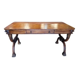 1980s Neoclassical Style Leather Top Desk For Sale
