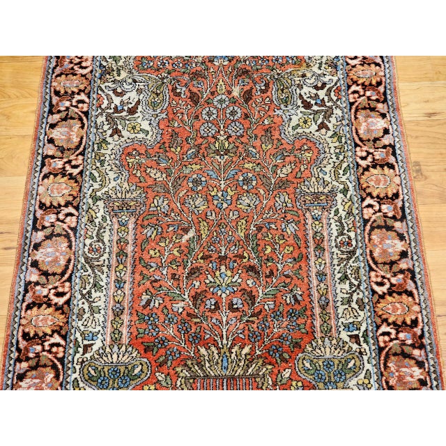 Mid 20th Century Vintage Turkish Silk Pictorial Rug, Tree of Life Design, Hand-Knotted, 3' x 4' For Sale - Image 5 of 10