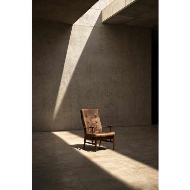 Brown Vintage Danish High Chair in Beech and Brown Leather from Farstrup Møbler, 1970s For Sale - Image 8 of 18