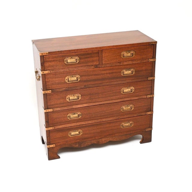 Antique Military Campaign Chest of Drawers, 1930 For Sale - Image 9 of 9