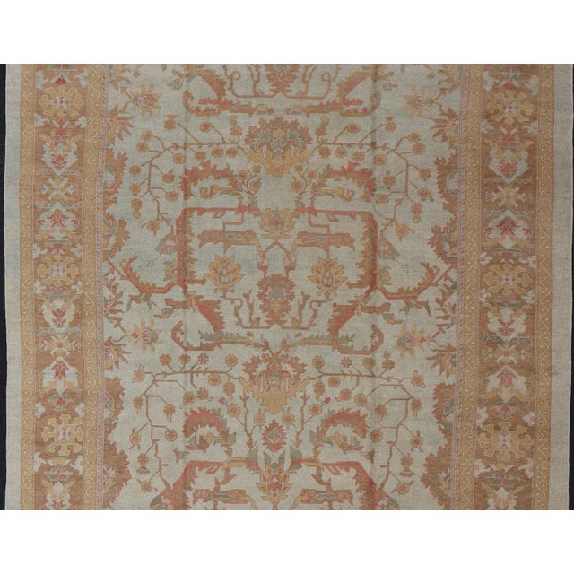 Tribal Large Turkish Oushak Rug With Silver, Brown, Soft Red, Yellow 13' X 19'6 For Sale - Image 3 of 13