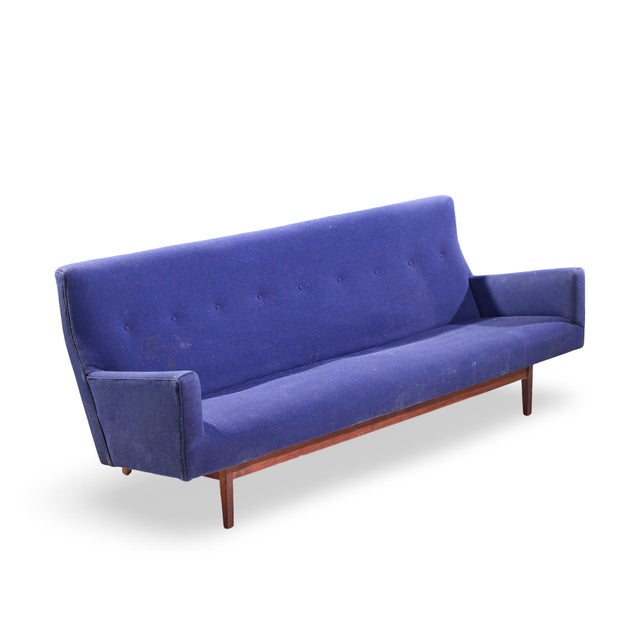 Jens Risom Model U-150 Mid Century Walnut Bracket Back Sofa For Sale - Image 9 of 9