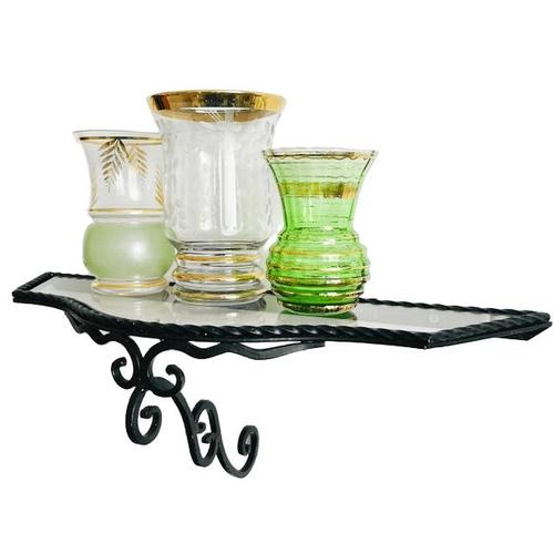 Vintage Wrought Iron and Glass Wall Console, 1960s For Sale - Image 5 of 8